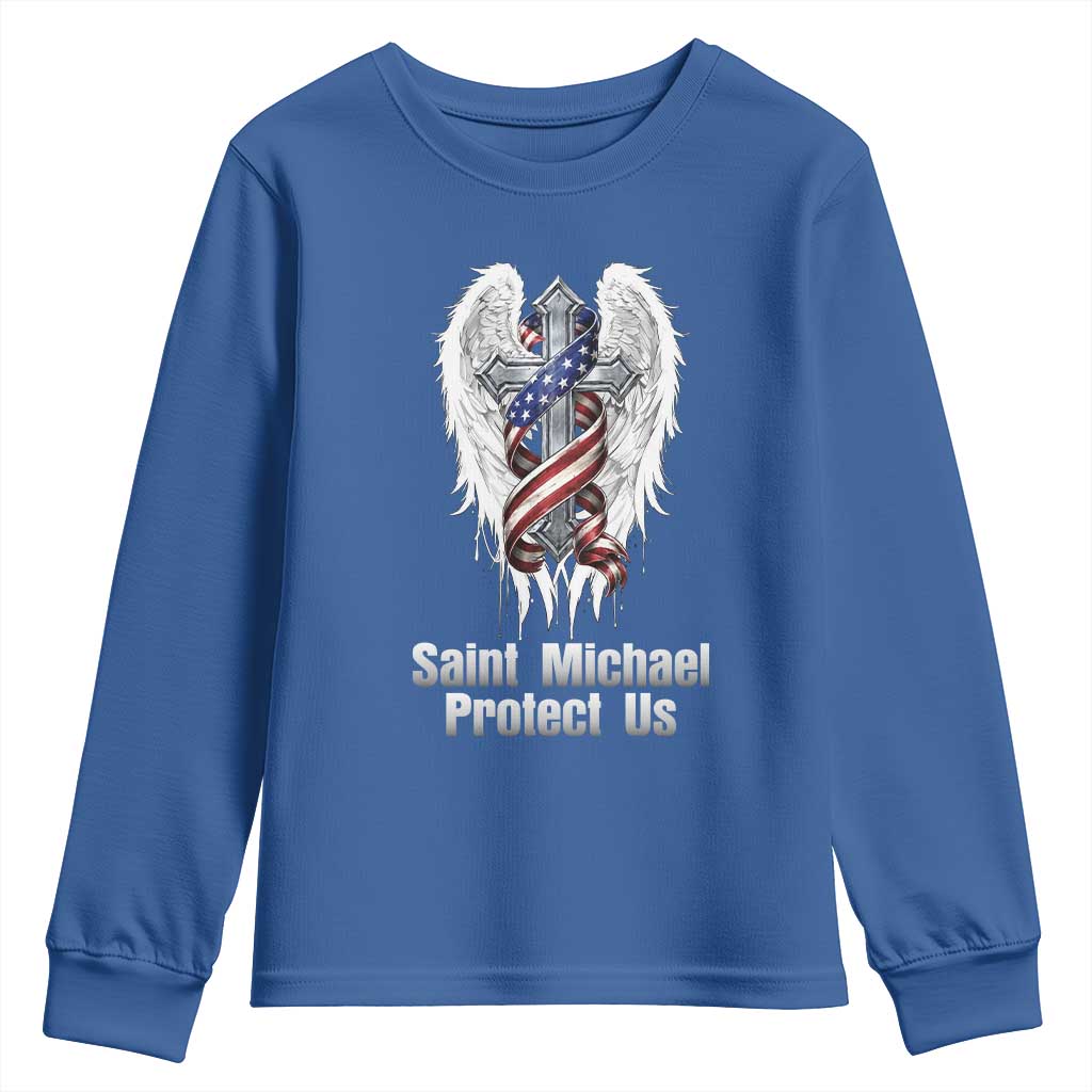 Saint Michael Protect Us American Christian Heritage Youth Sweatshirt Catholic Faith Gift