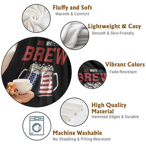 American Flag Beer Lover Throw Blanket Red White And Brew