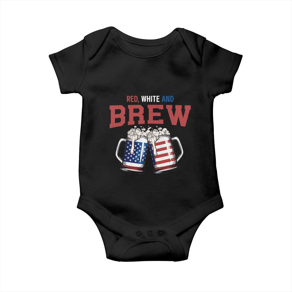 American Flag Beer Lover Baby Onesie Red White And Brew TS12 Black Print Your Wear