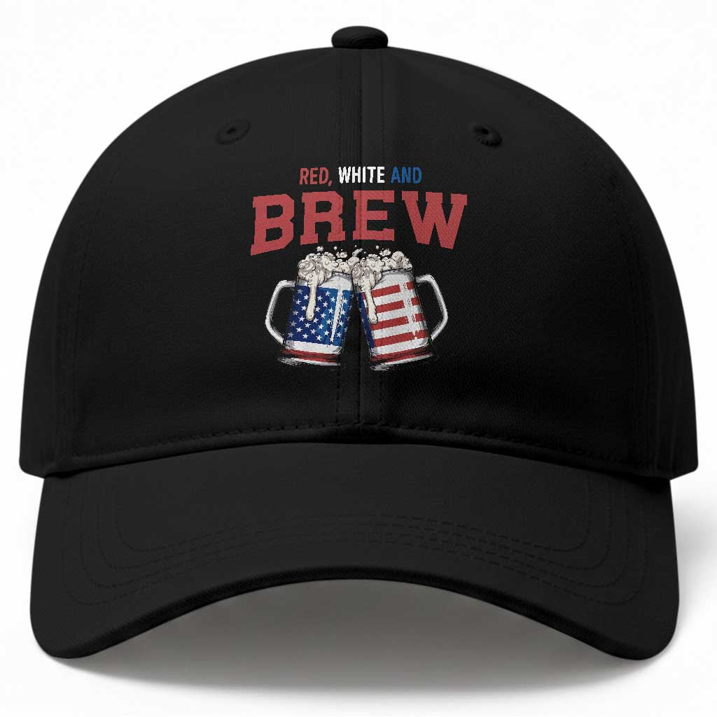 American Flag Beer Lover Baseball Cap Red White And Brew