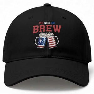 American Flag Beer Lover Baseball Cap Red White And Brew