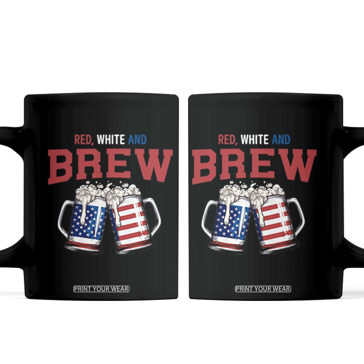 American Flag Beer Lover Coffee Mug Red White And Brew