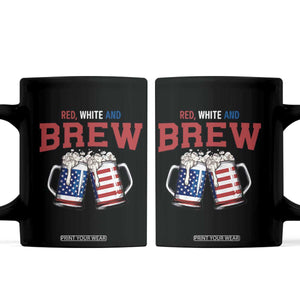 American Flag Beer Lover Coffee Mug Red White And Brew
