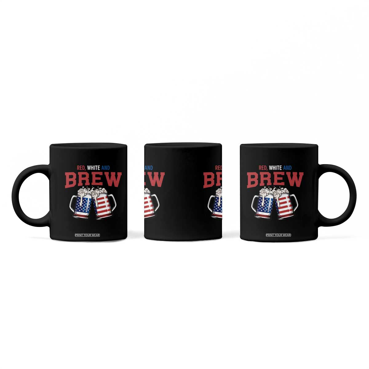American Flag Beer Lover Coffee Mug Red White And Brew