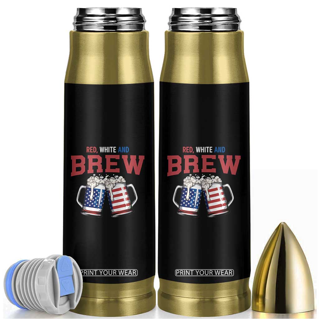 American Flag Beer Lover Bullet Tumbler Red White And Brew TS12 Black Print Your Wear
