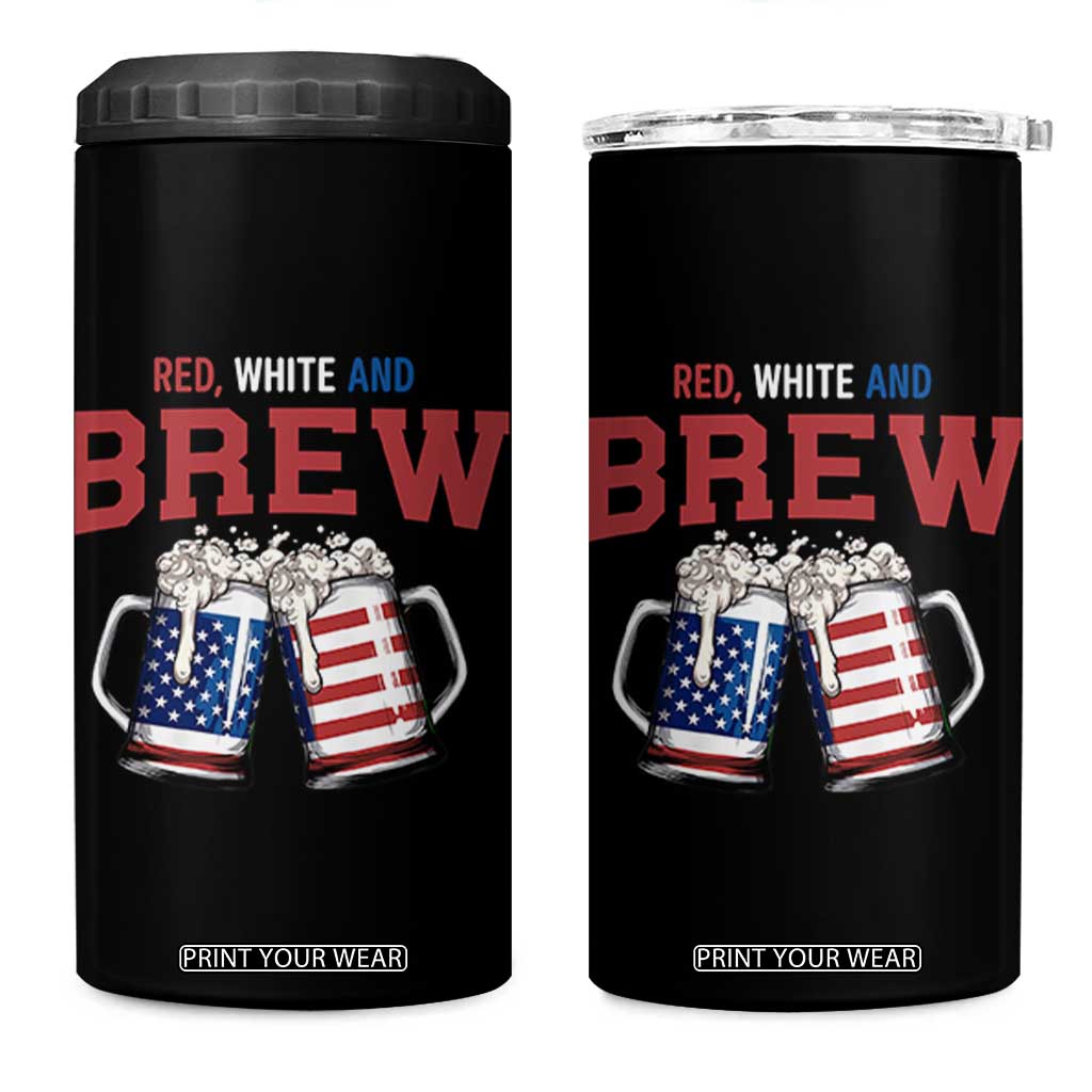 American Flag Beer Lover 4 in 1 Can Cooler Tumbler Red White And Brew TS12 One Size: 16 oz Black Print Your Wear