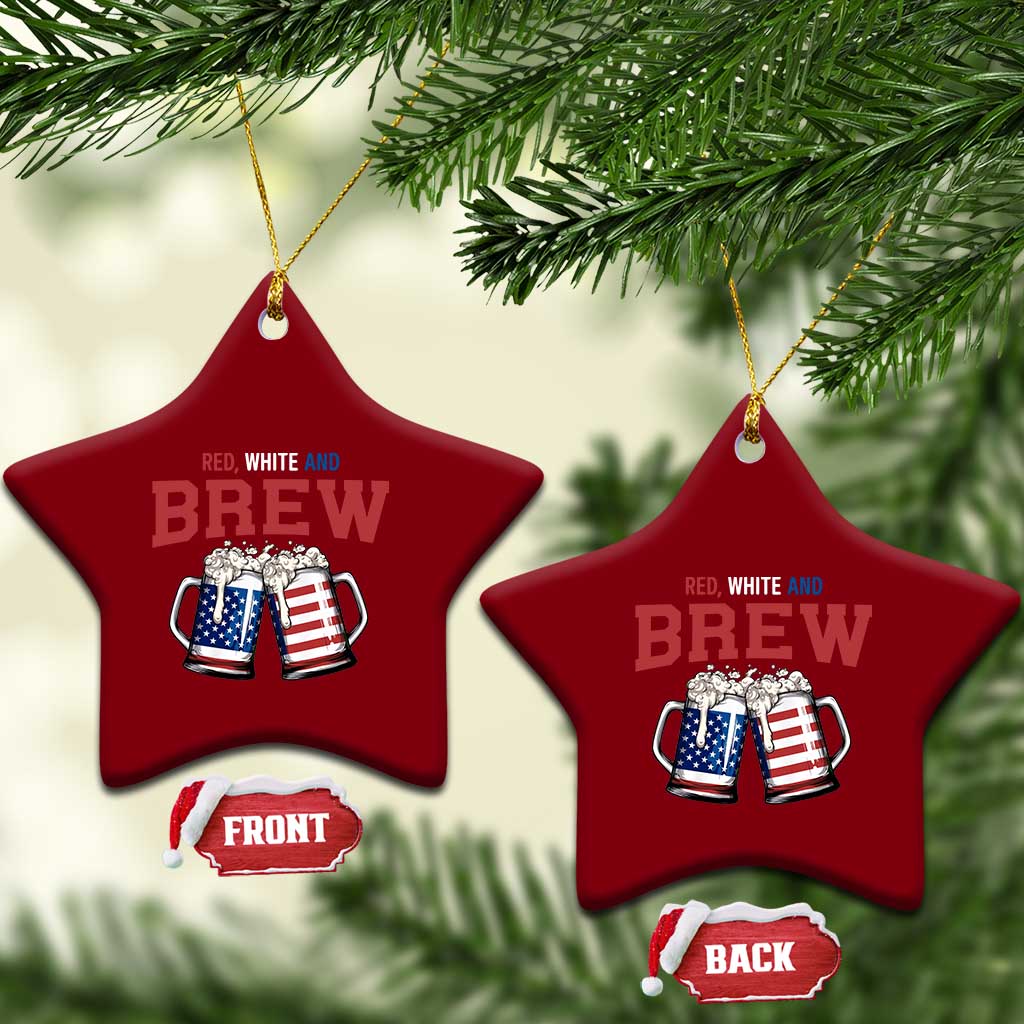 American Flag Beer Lover Ceramic Ornament Red White And Brew TS12 Print Your Wear