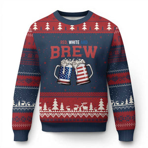 American Flag Beer Lover Ugly Christmas Sweater Red White And Brew