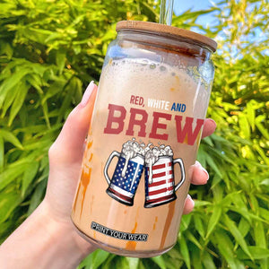 American Flag Beer Lover Glass Can Red White And Brew