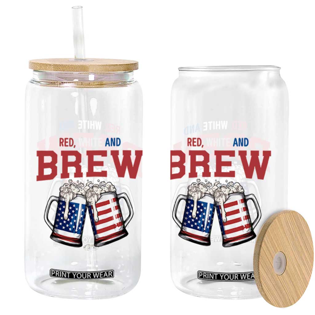 American Flag Beer Lover Glass Can Red White And Brew