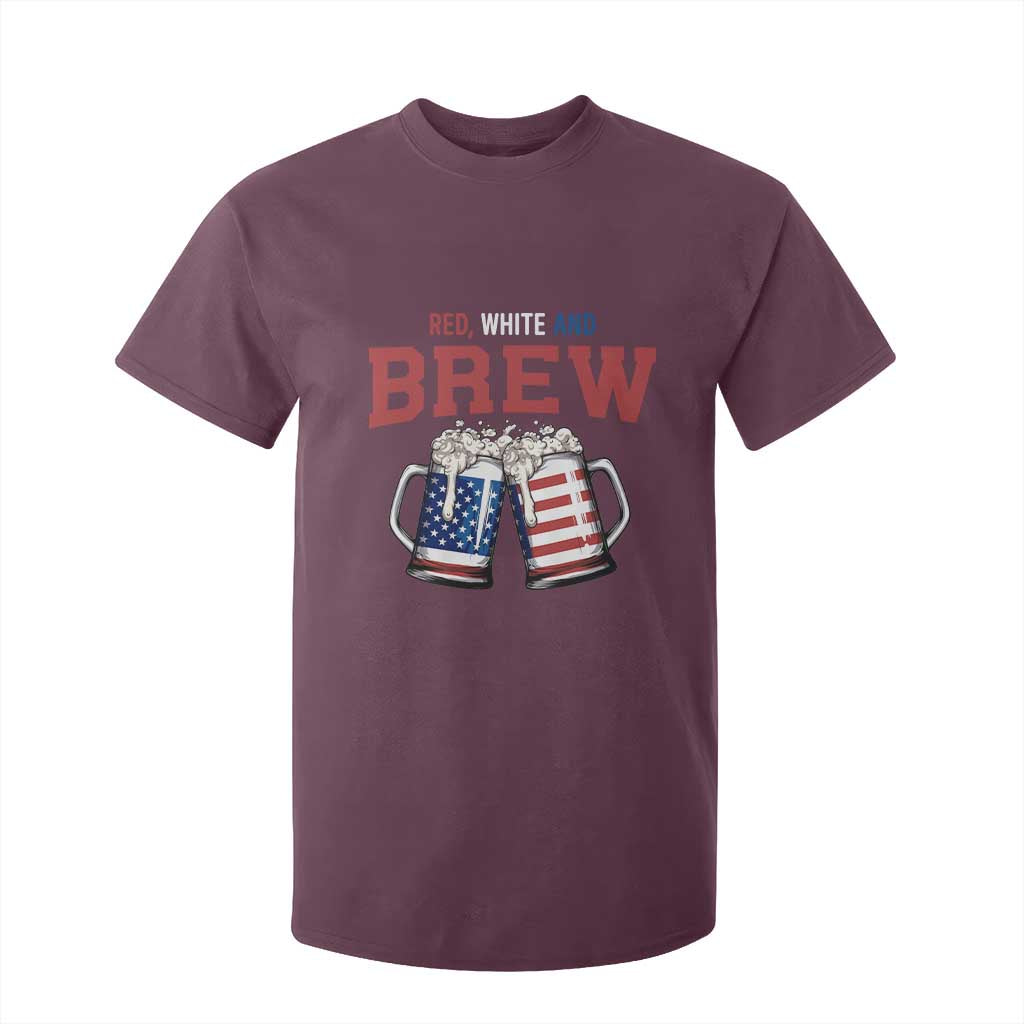 American Flag Beer Lover T Shirt For Kid Red White And Brew TS12 Maroon Print Your Wear