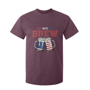 American Flag Beer Lover T Shirt For Kid Red White And Brew TS12 Maroon Print Your Wear