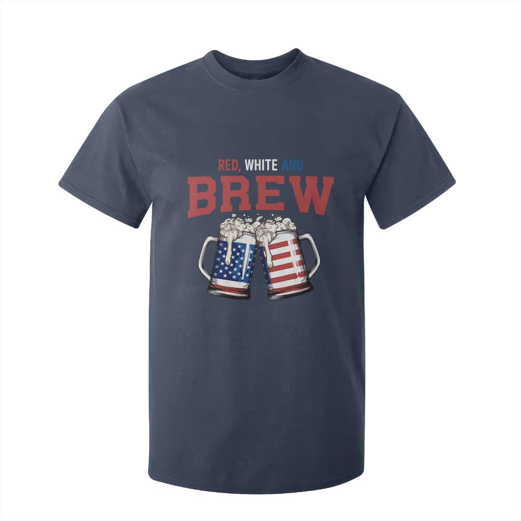 American Flag Beer Lover T Shirt For Kid Red White And Brew TS12 Navy Print Your Wear