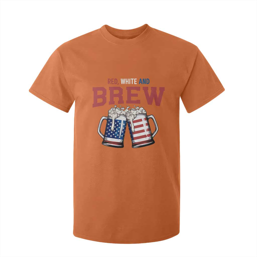 American Flag Beer Lover T Shirt For Kid Red White And Brew TS12 Orange Print Your Wear