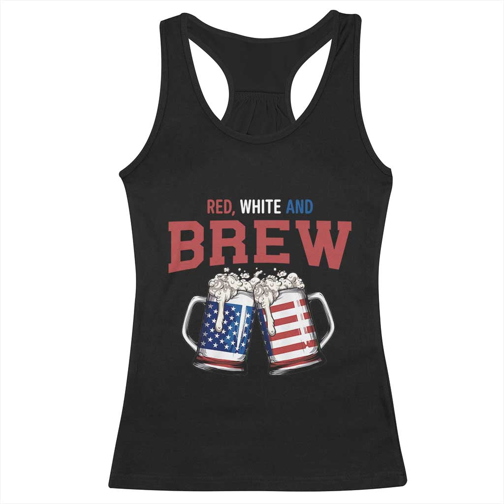 American Flag Beer Lover Racerback Tank Top Red White And Brew TS12 Black Print Your Wear