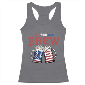 American Flag Beer Lover Racerback Tank Top Red White And Brew