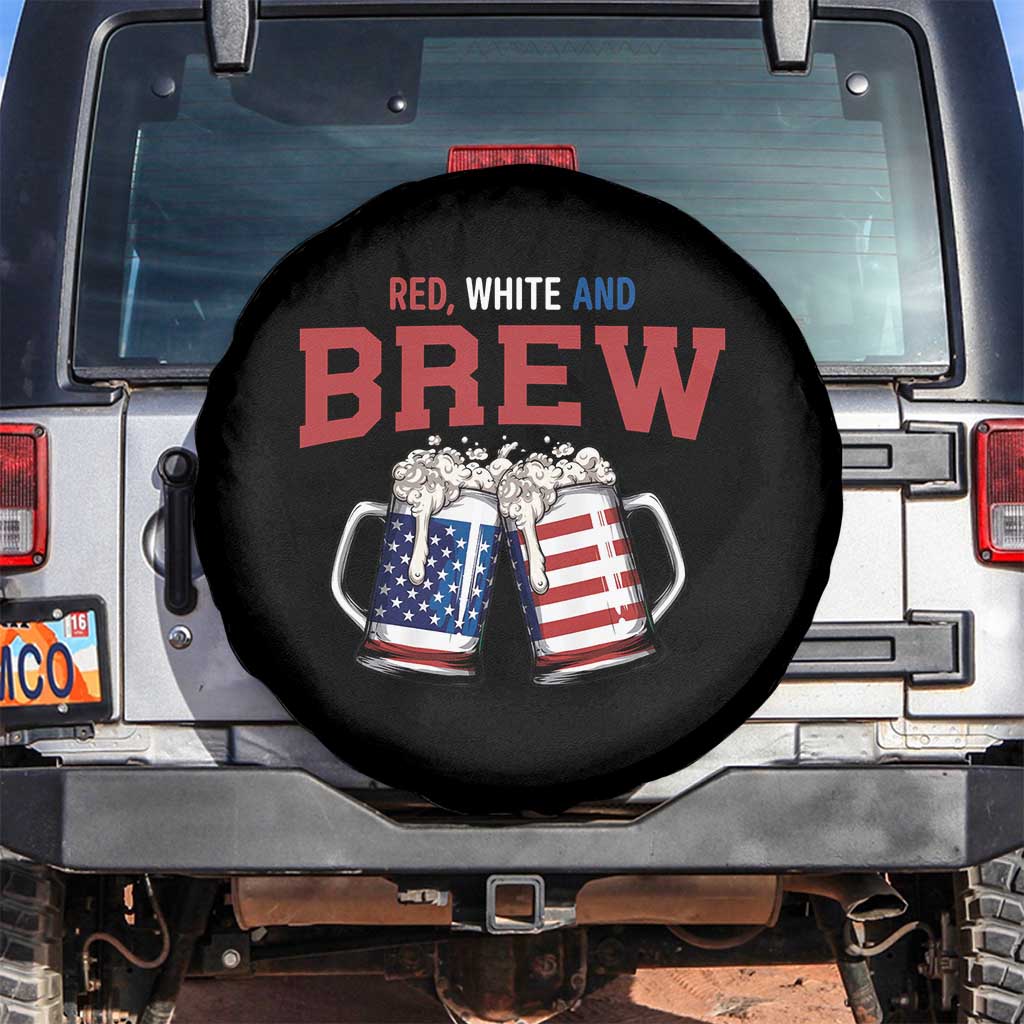 American Flag Beer Lover Spare Tire Cover Red White And Brew TS12 No hole Black Print Your Wear
