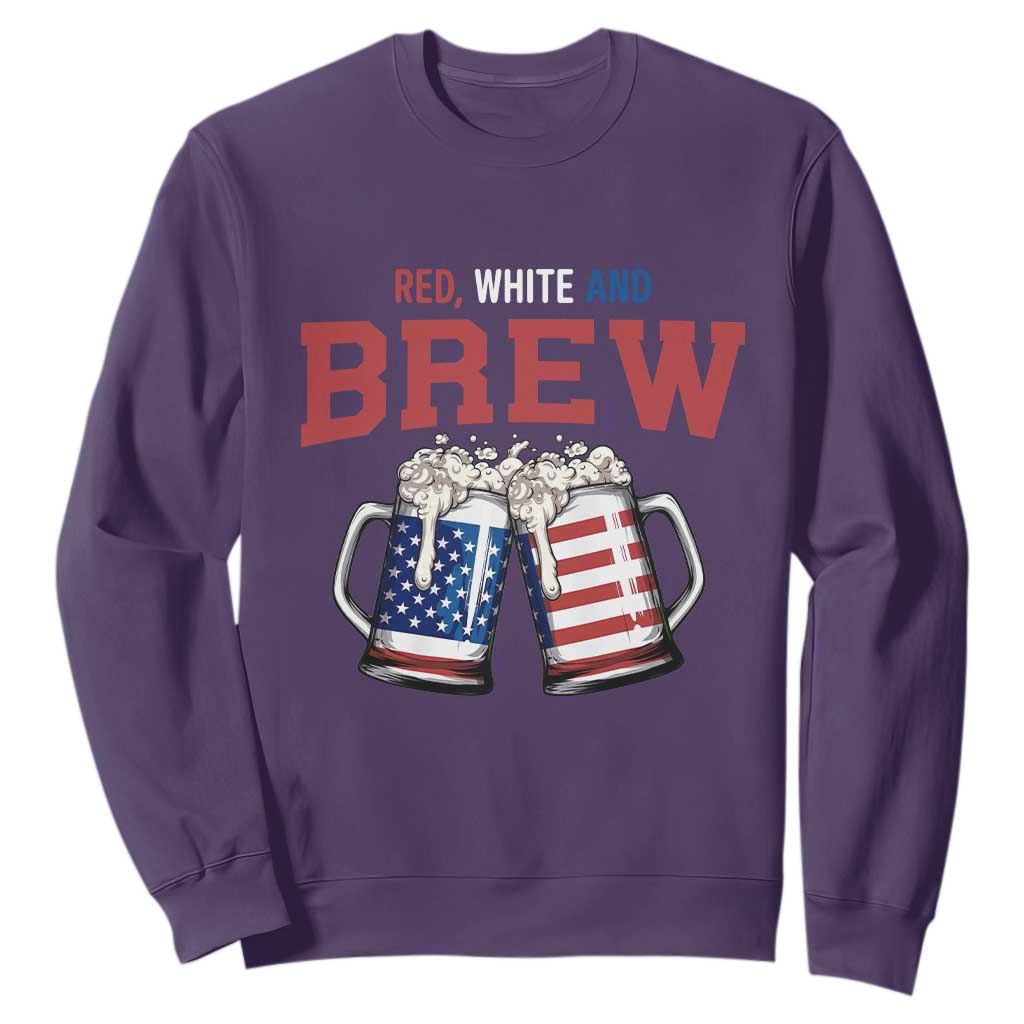 American Flag Beer Lover Sweatshirt Red White And Brew TS12 S Purple Print Your Wear