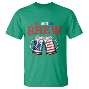 American Flag Beer Lover T Shirt Red White And Brew