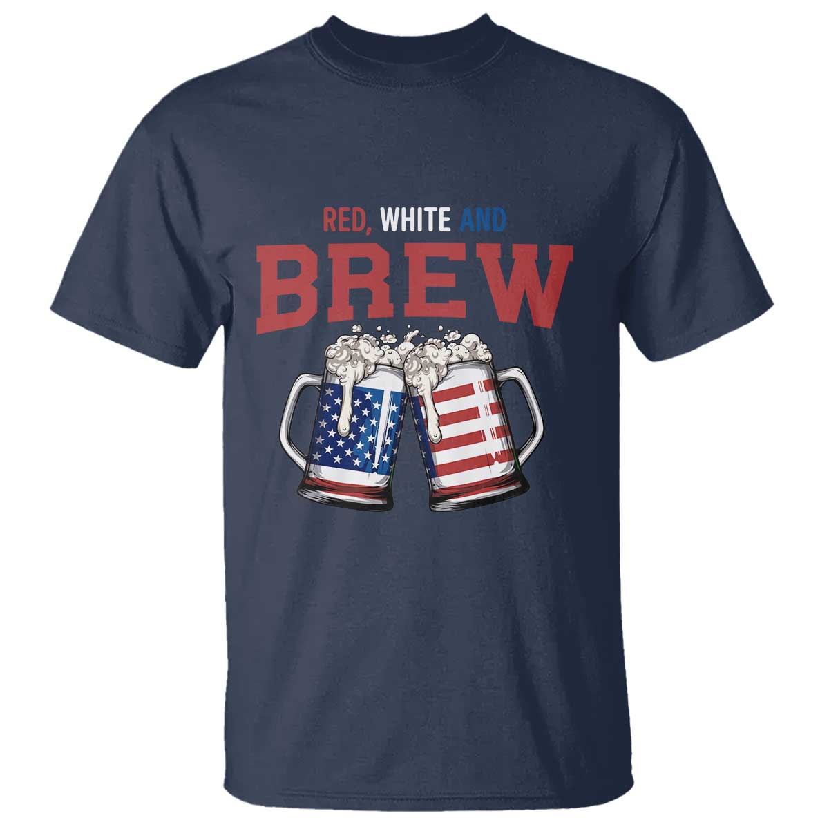 American Flag Beer Lover T Shirt Red White And Brew