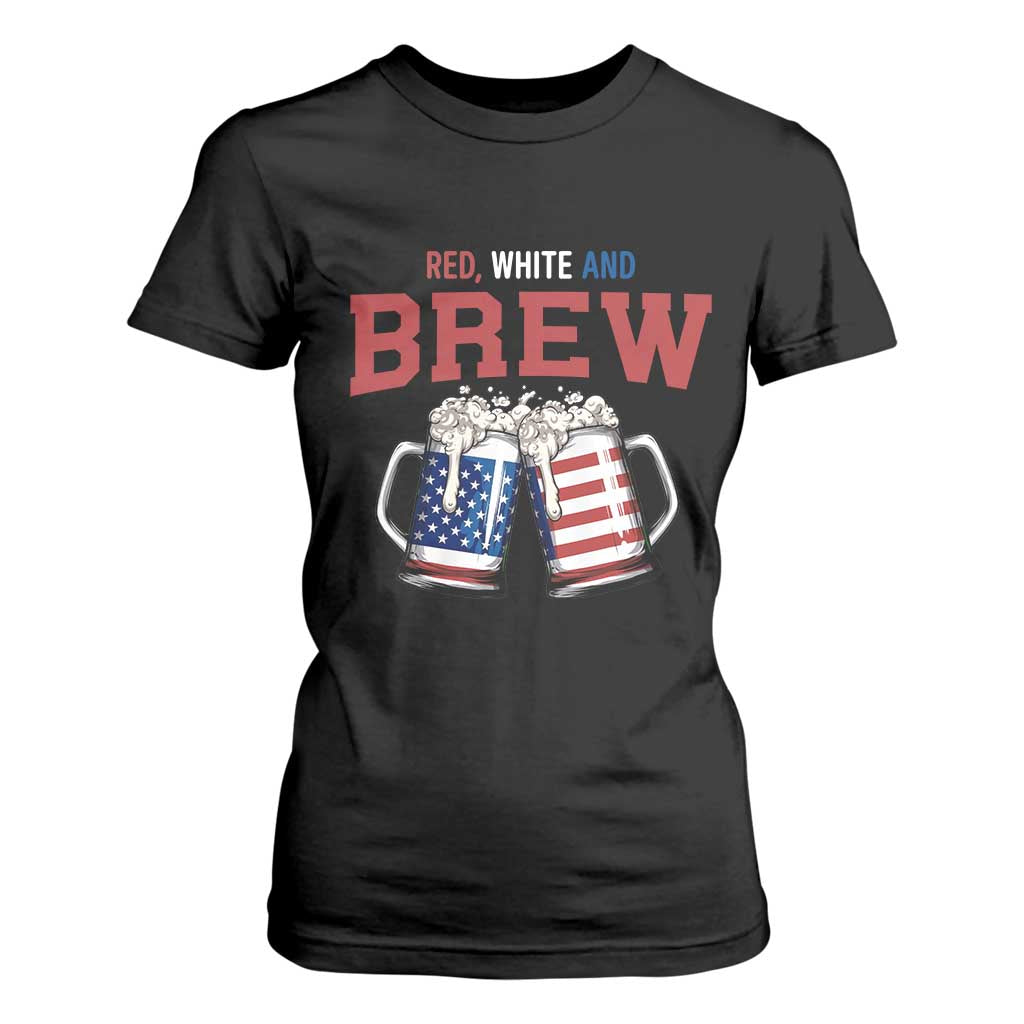 American Flag Beer Lover T Shirt For Women Red White And Brew TS12 Black Print Your Wear