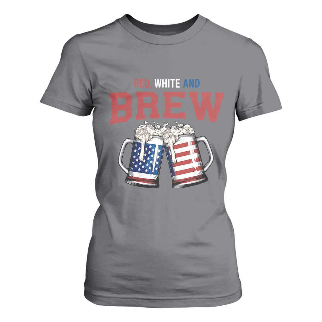 American Flag Beer Lover T Shirt For Women Red White And Brew TS12 Charcoal Print Your Wear