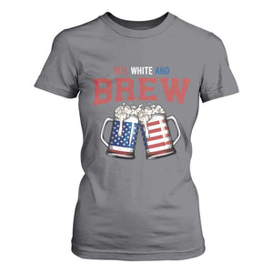American Flag Beer Lover T Shirt For Women Red White And Brew TS12 Charcoal Print Your Wear