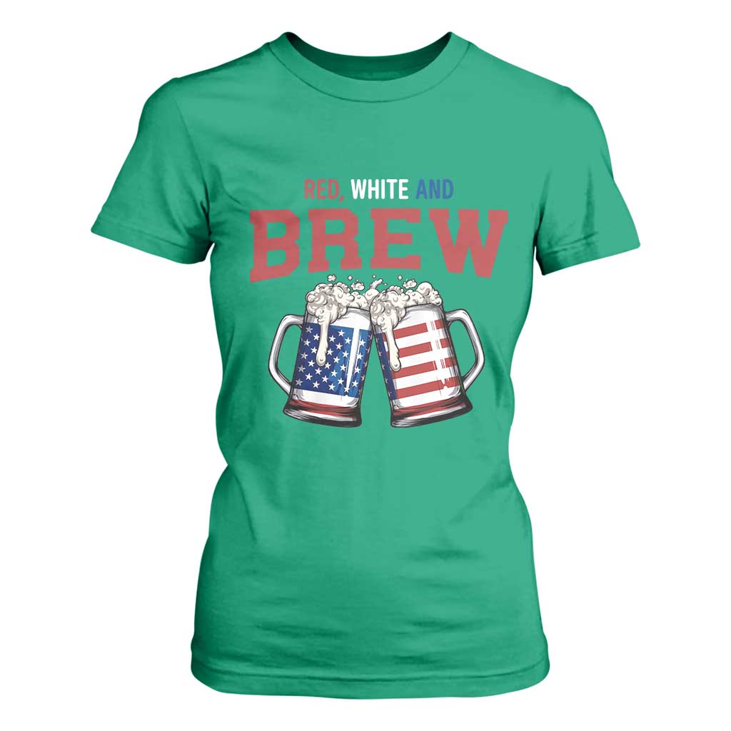 American Flag Beer Lover T Shirt For Women Red White And Brew TS12 Irish Green Print Your Wear