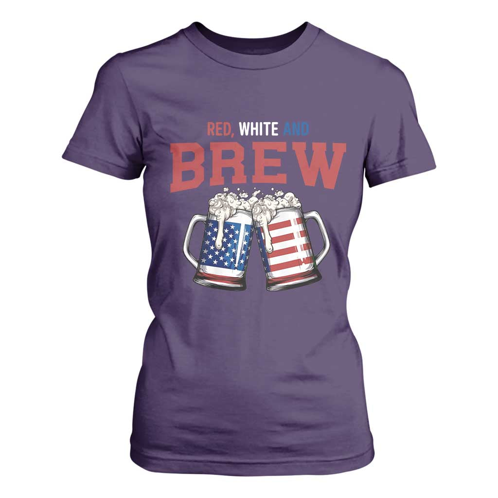 American Flag Beer Lover T Shirt For Women Red White And Brew TS12 Purple Print Your Wear