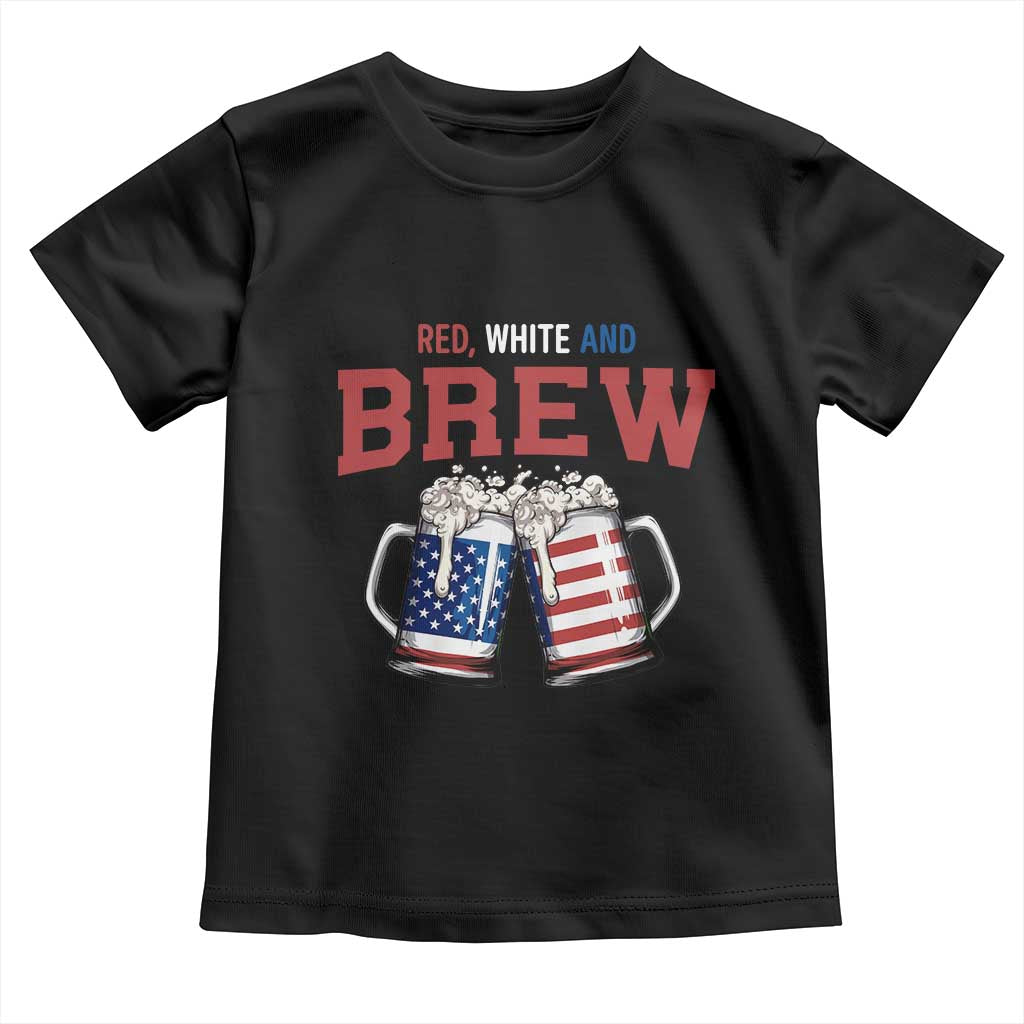 American Flag Beer Lover Toddler T Shirt Red White And Brew TS12 Black Print Your Wear
