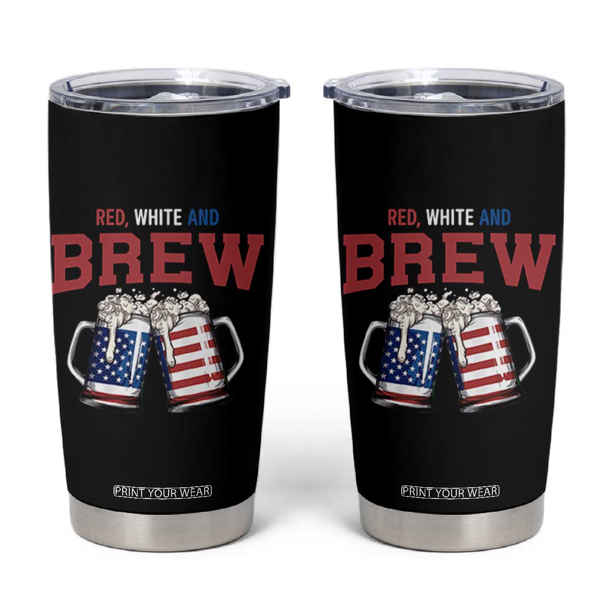 American Flag Beer Lover Tumbler Cup Red White And Brew TS12 Black Print Your Wear