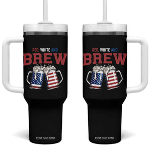 American Flag Beer Lover Tumbler With Handle Red White And Brew