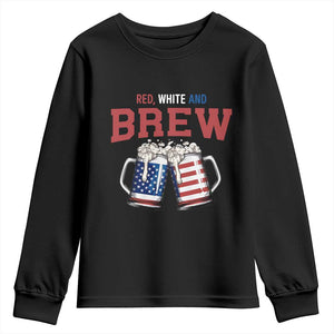 American Flag Beer Lover Youth Sweatshirt Red White And Brew