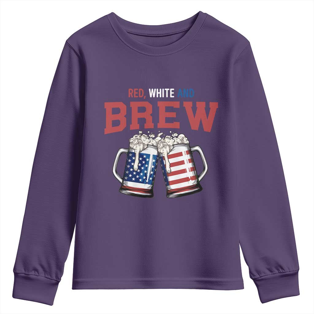 American Flag Beer Lover Youth Sweatshirt Red White And Brew