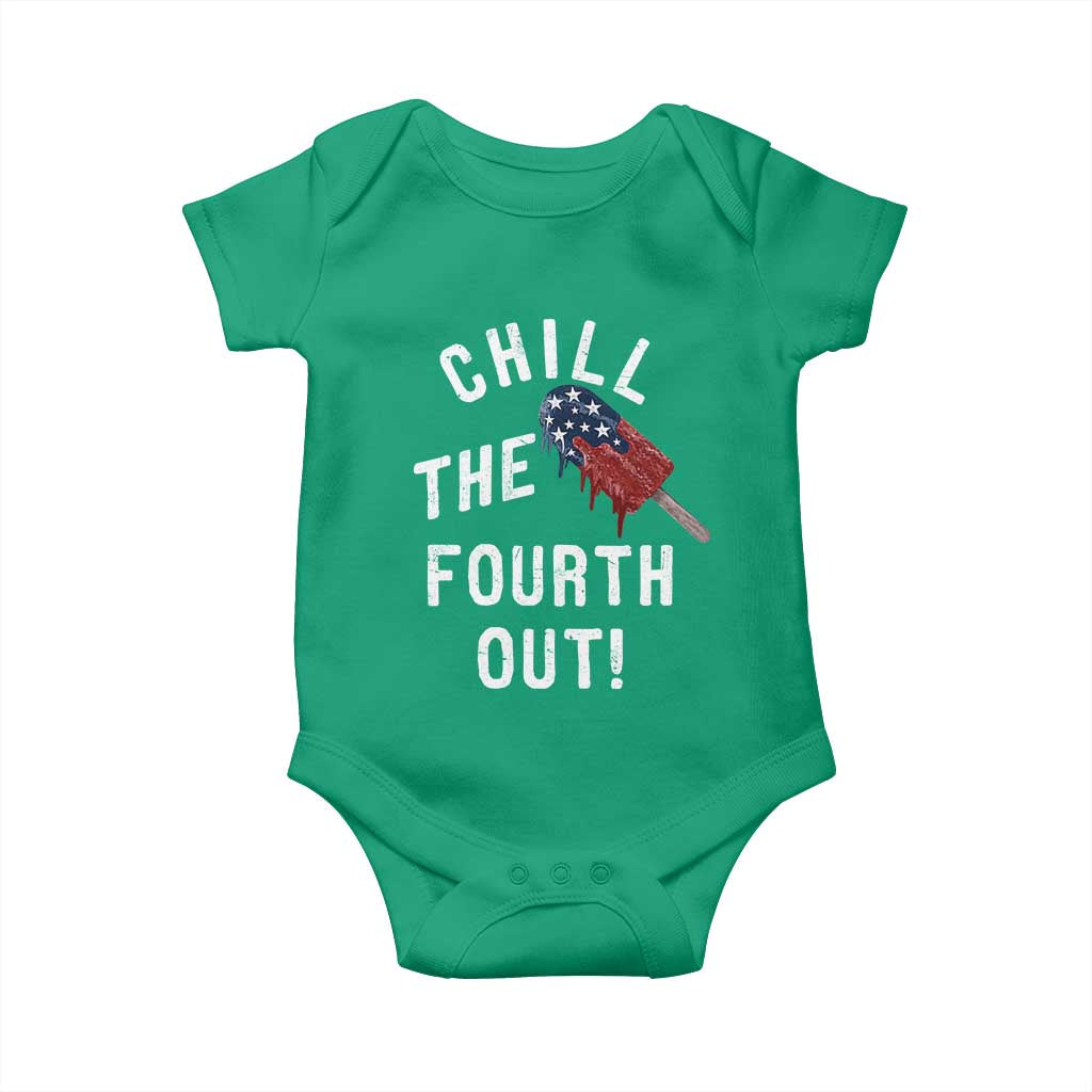 American Flag Popsicle Baby Onesie Chill The Fourth Out