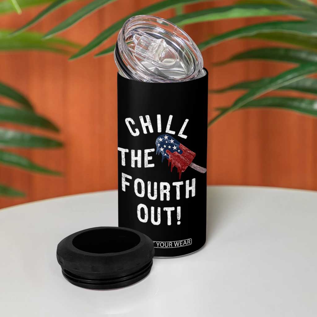 American Flag Popsicle 4 in 1 Can Cooler Tumbler Chill The Fourth Out