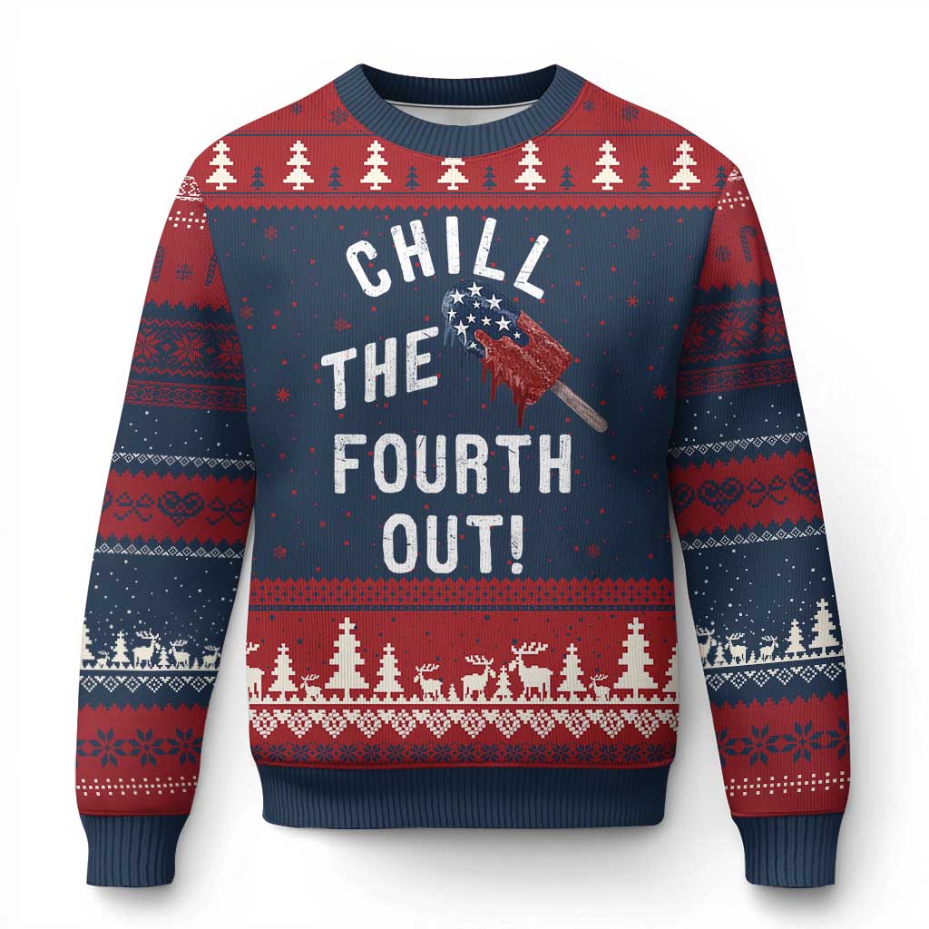 American Flag Popsicle Ugly Christmas Sweater Chill The Fourth Out TS12 Navy Red Print Your Wear