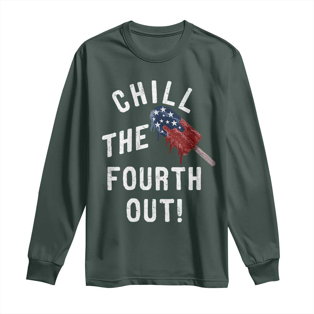American Flag Popsicle Long Sleeve Shirt Chill The Fourth Out