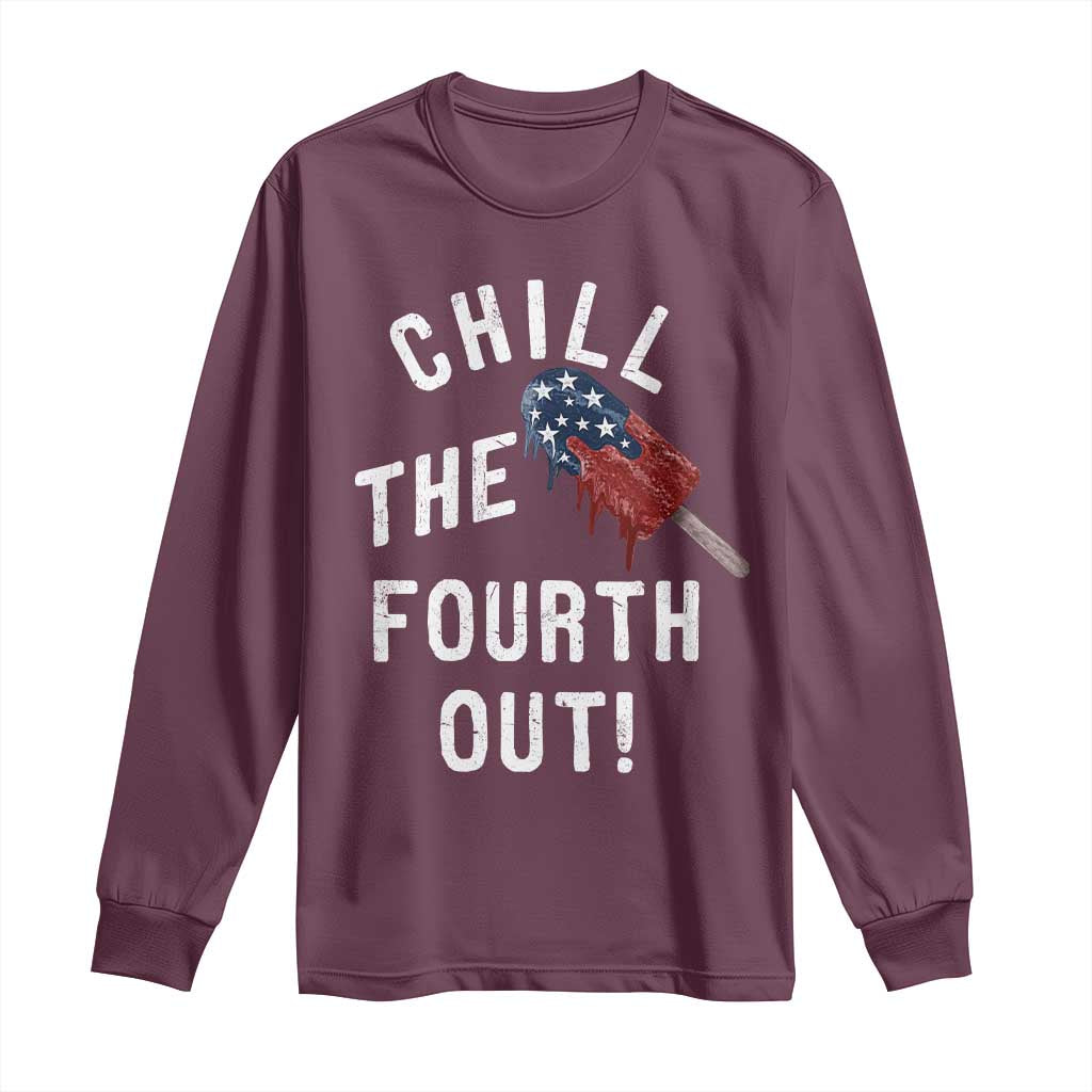 American Flag Popsicle Long Sleeve Shirt Chill The Fourth Out