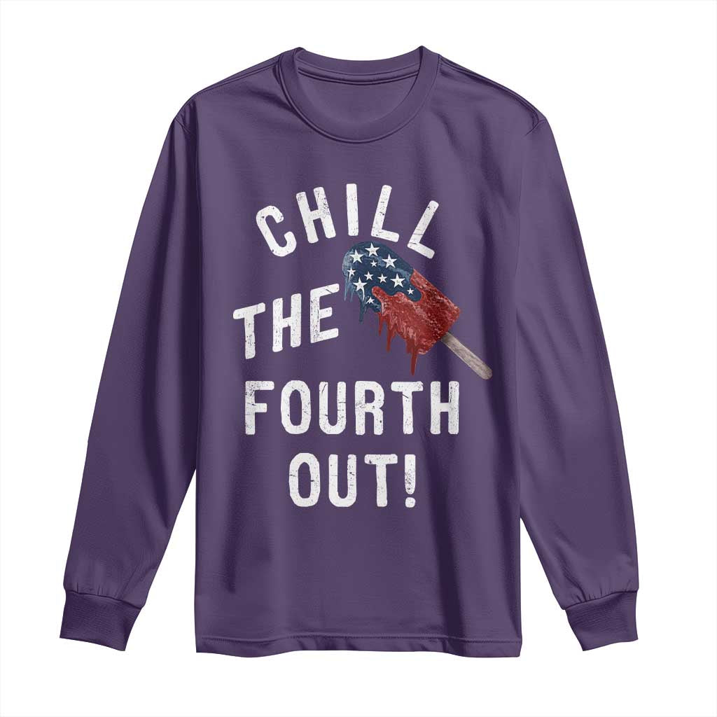 American Flag Popsicle Long Sleeve Shirt Chill The Fourth Out