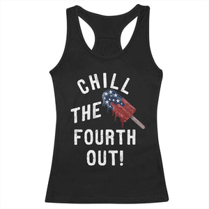 American Flag Popsicle Racerback Tank Top Chill The Fourth Out