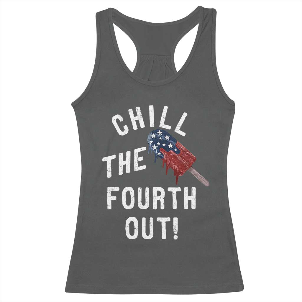 American Flag Popsicle Racerback Tank Top Chill The Fourth Out