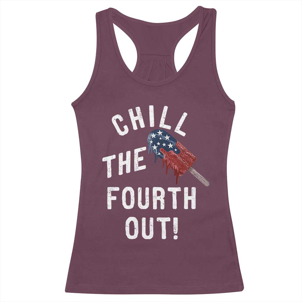 American Flag Popsicle Racerback Tank Top Chill The Fourth Out