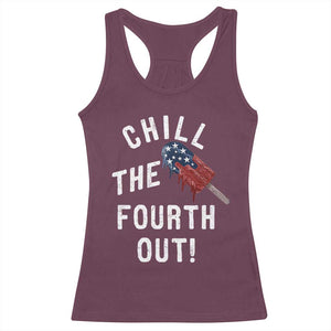 American Flag Popsicle Racerback Tank Top Chill The Fourth Out