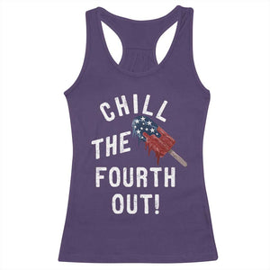 American Flag Popsicle Racerback Tank Top Chill The Fourth Out