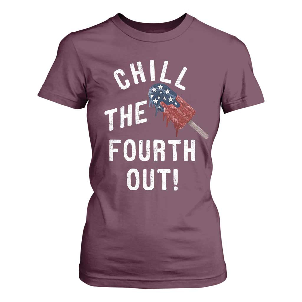 American Flag Popsicle T Shirt For Women Chill The Fourth Out
