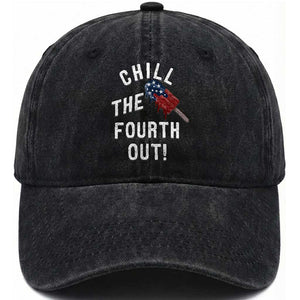 American Flag Popsicle Washed Cotton Baseball Cap Chill The Fourth Out