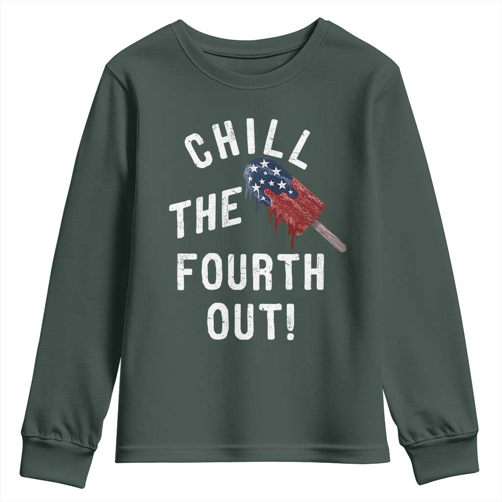 American Flag Popsicle Youth Sweatshirt Chill The Fourth Out