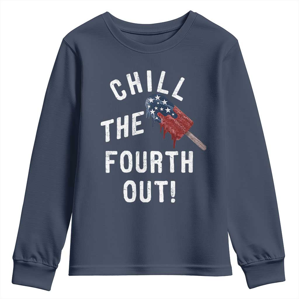American Flag Popsicle Youth Sweatshirt Chill The Fourth Out