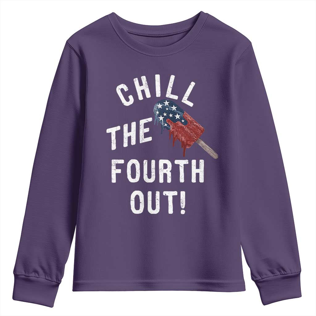 American Flag Popsicle Youth Sweatshirt Chill The Fourth Out